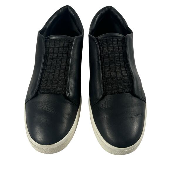 VINCE. Black Leather Cantera Sneakers Slip On Flat Minimalist Modern Women Sz 9M - Picture 4 of 15